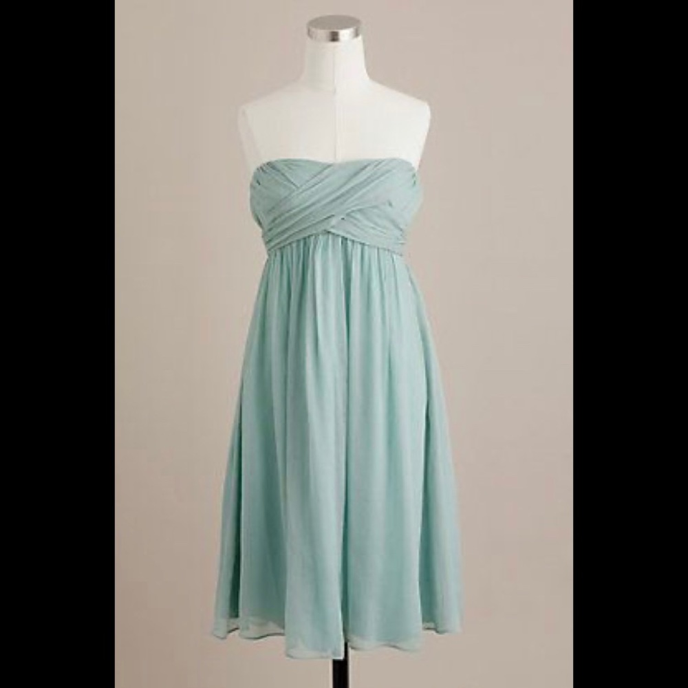 J crew Taryn seafoam chiffon strapless dress